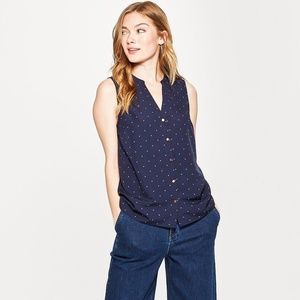 A New Day Navy & White Polka Dot Blouse Sz Md NWT